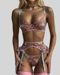 Ellolace Feen-Dessous, florale transparente Unterwäsche, Rüschen-Strumpfband, intime, zarte Unterwäsche, schöne durchsichtige Outfits
