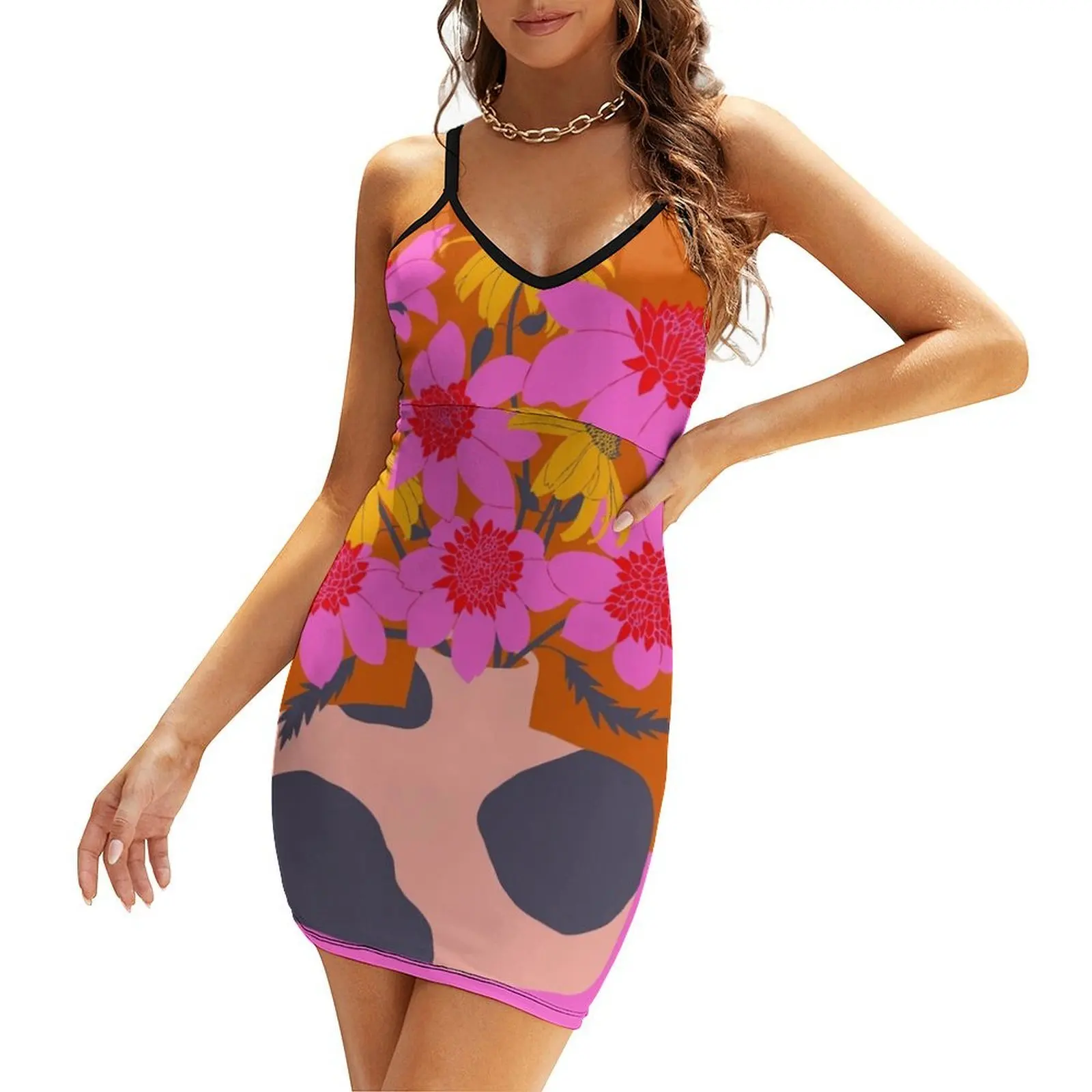 

Flower bouquet Sling Dress chic and elegant evening dress Evening dresses party dresses women dress for women