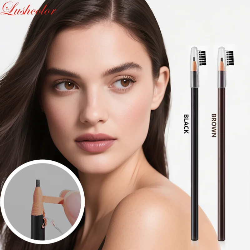 Lushcolor 2 mm ultrafeiner Pull-Line-Augenbrauenstift, glatt, einfach zu färben, wasserfest, schweißbeständig, langlebige Augenbrauenkosmetik