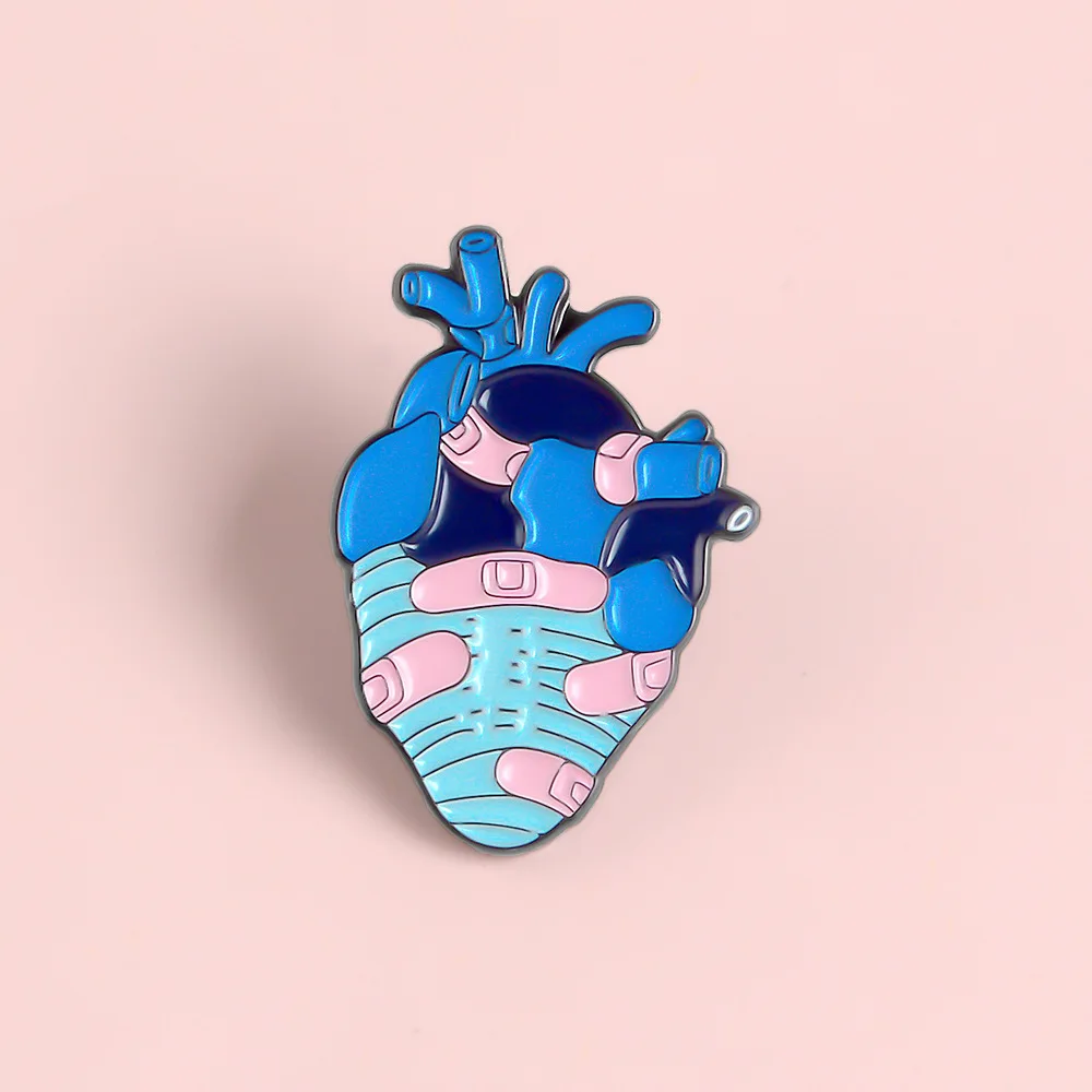 Anatomical Heart Enamel Pin Brooch Medical Organ Diagram Labeled Heart Badge Gothic Nurse Doctor Jewelry Gift For Friends view 6