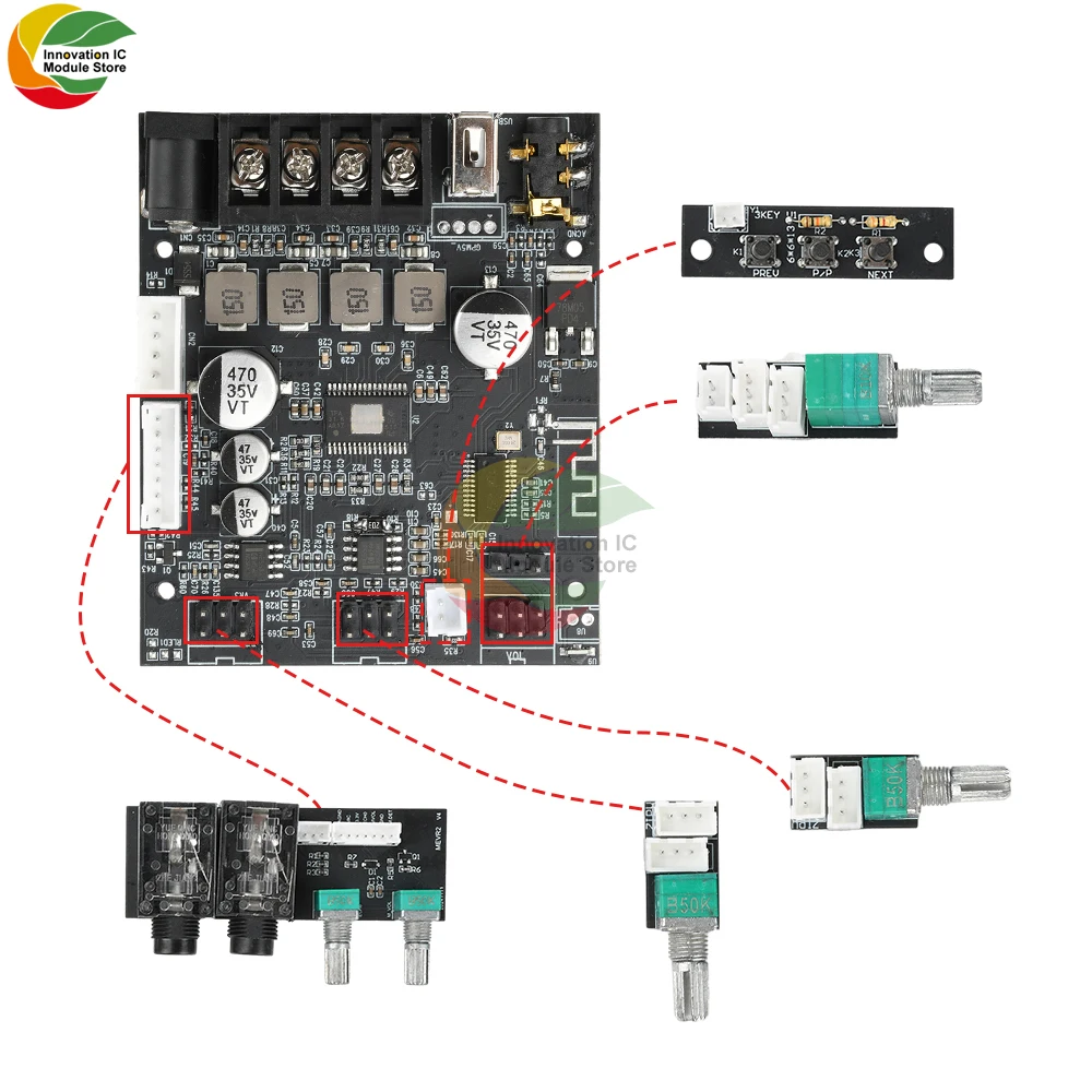 

502T Power Amplifier Board Bluetooth Amplifier Module TPA3116D2 Dual Channel 50Wx2 with Anti Howling Design for Multi Person Voi