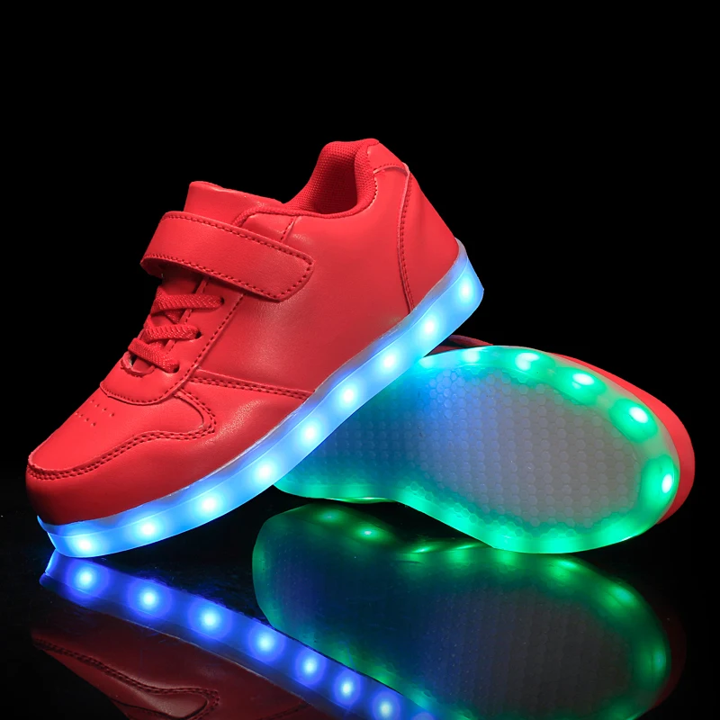 Children\'s Sports LED Light Shoes USB Rechargeable Luminous Casual Footwear Breathable Flat Kids Skate Shoes Luxury Sneakers