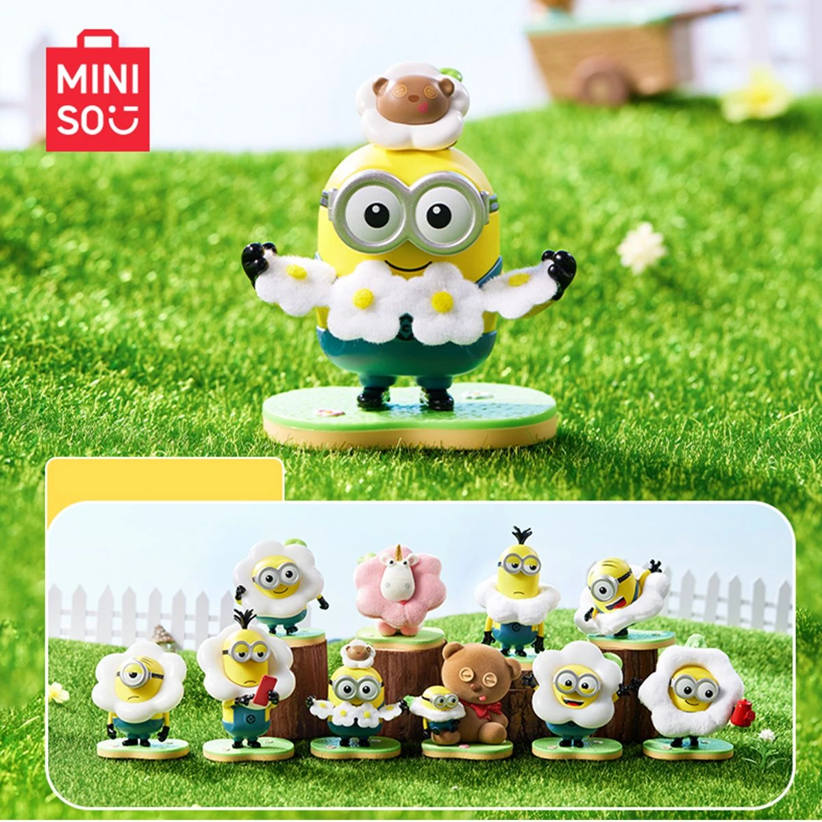 Genuine MINISO Minions Series Flower Garden Blind Box Surprise Box Cartoon Ornament Decoration Collection Hobby Gift