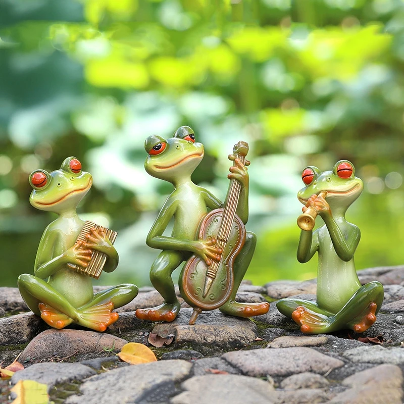 

Garden Decor Resin Green Frog Statue Cute Waterproof Animal Sculpture Handicraft Funny Miniatures Figurine Bonsai Landscape