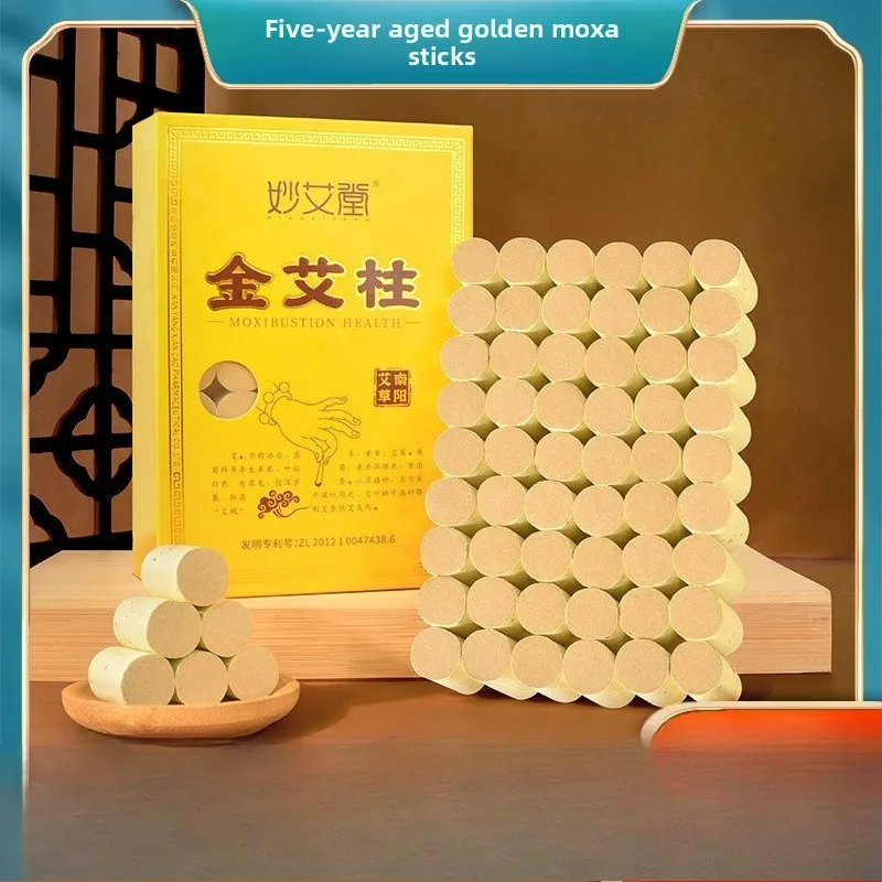 

Палочки мокса для 5 лет, рулоны для прижигания из чистой полыни, 54 очень толстые золотые конусы мокса с коробкой для хранения, естественная терапия