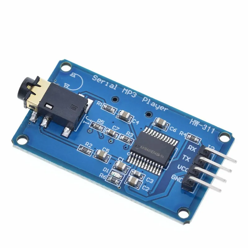 1PCS YX5300 UART TTL Serial Control MP3 Music Player Module Support WAV Micro/ AVR/ ARM/ PIC DC 3.2-5.2V W/ SD/ TF Card Slot