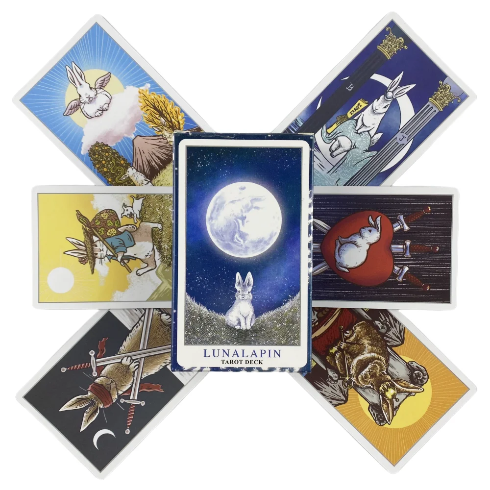 Lunalapin بطاقات التارو A 83 أرنب سطح السفينة أوراكل الإنجليزية رؤى العرافة طبعة مجلس اللعب أرواق لعب