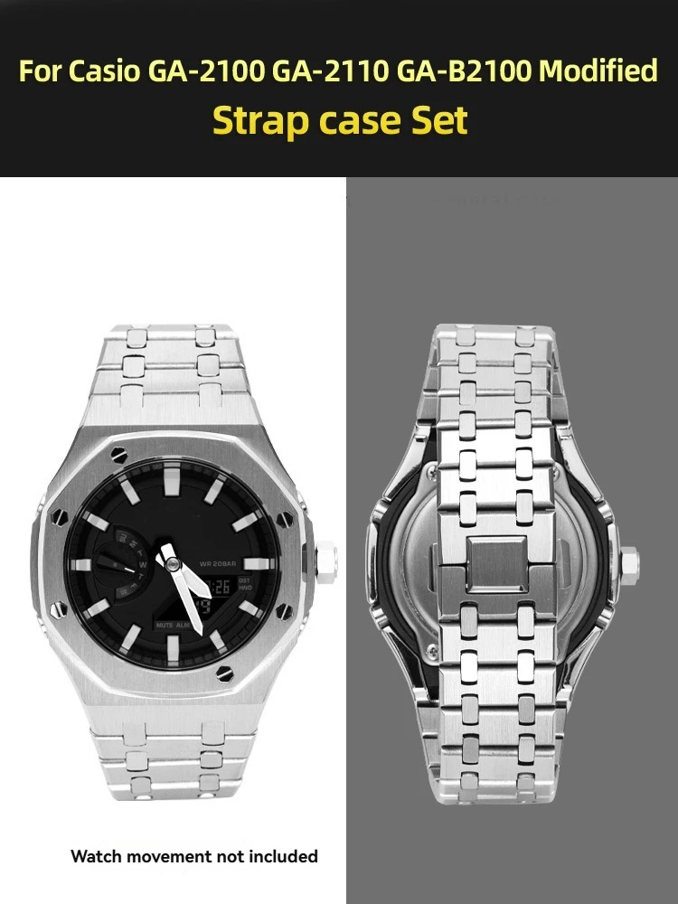 GA2100 watch with metal case&Watchband mod kit For Casio G-Shock GA-2100 GA-2110 modified stainless steel strap case set
