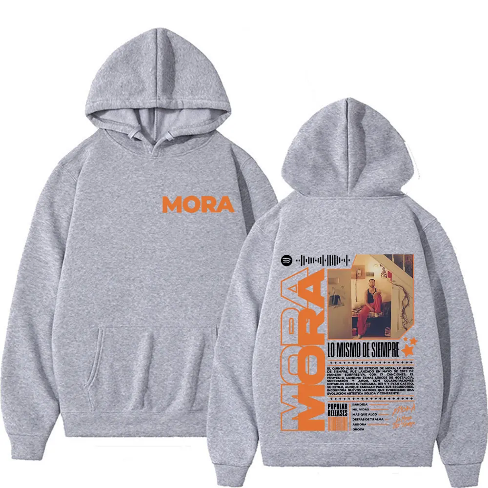 Mora Lo Mismo De Siempre Tour 2025 Merch بلوزات الرجال النساء الهيب هوب القوطية الاتجاه هوديي القمم جودة عالية البلوفرات المتضخم