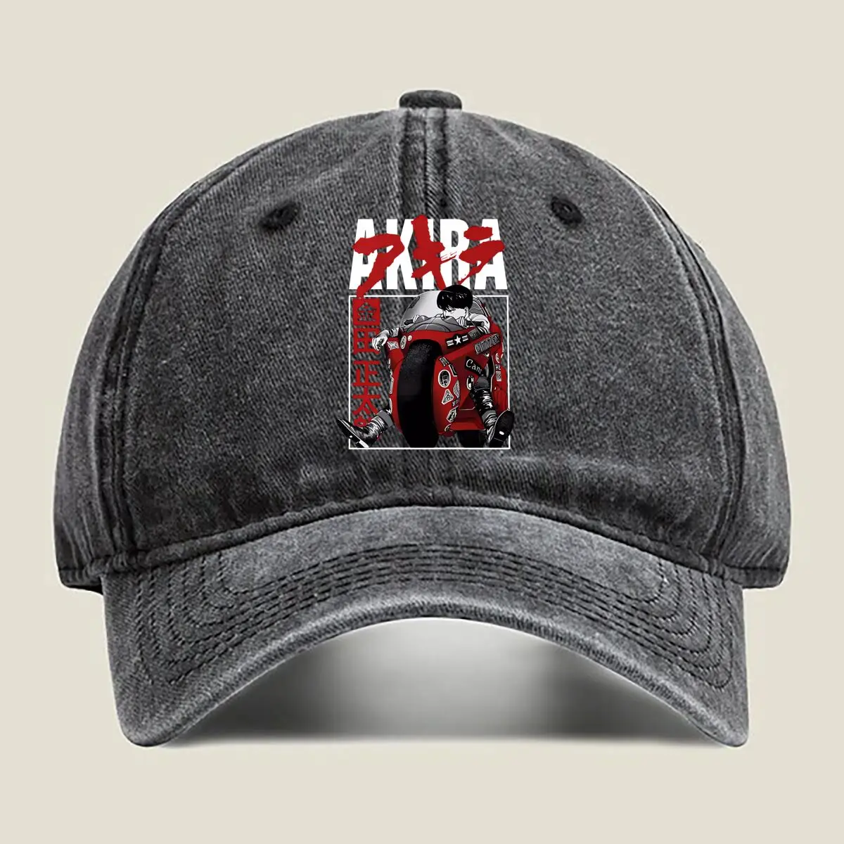 

Moto Racer - Bold, Text, Red, Racing - Themed Design Washed Baseball Cap