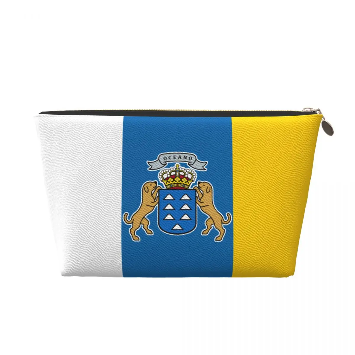 Custom Flag Of Spain Oceano Toiletry Bag Spanish Canary Islands Cosmetic Makeup Organizer Ladies Beauty Storage Dopp Kit Box