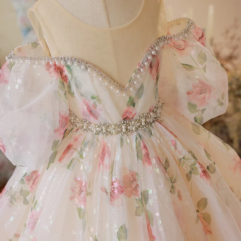 Vestido largo Floral para niña, traje Vintage para fiesta de boda, Formal, de noche, para baile de graduación