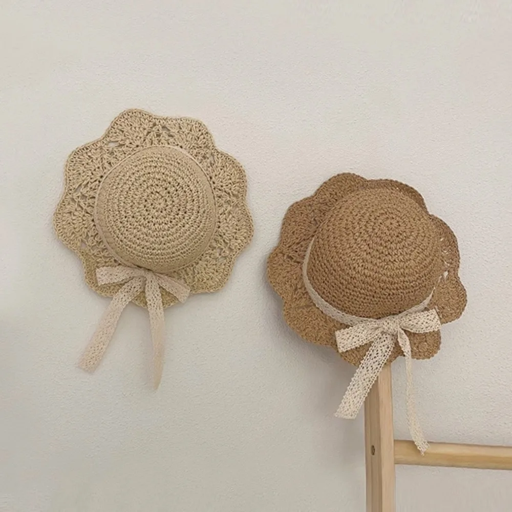 

New Lace Summer Straw Hat Foldable Wide Brim Beach Sun Hat Sun Protection Breathable Sunscreen Hat