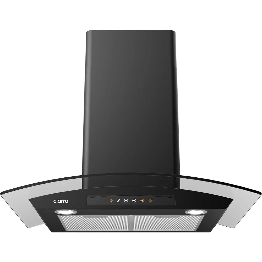 

Black Range Hood 30 inch with Soft Touch Control 450 CFM Stove Vent Hood for Kitchen with 3 Speed Exhaust Fan Auto Shut