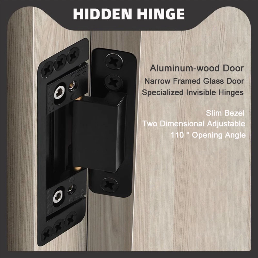 

Aluminum-wood Door Dedicated Invisible Hinge Slim Bezel Glass Door Profile Door Hinge Two-dimensional Adjustable Hinge