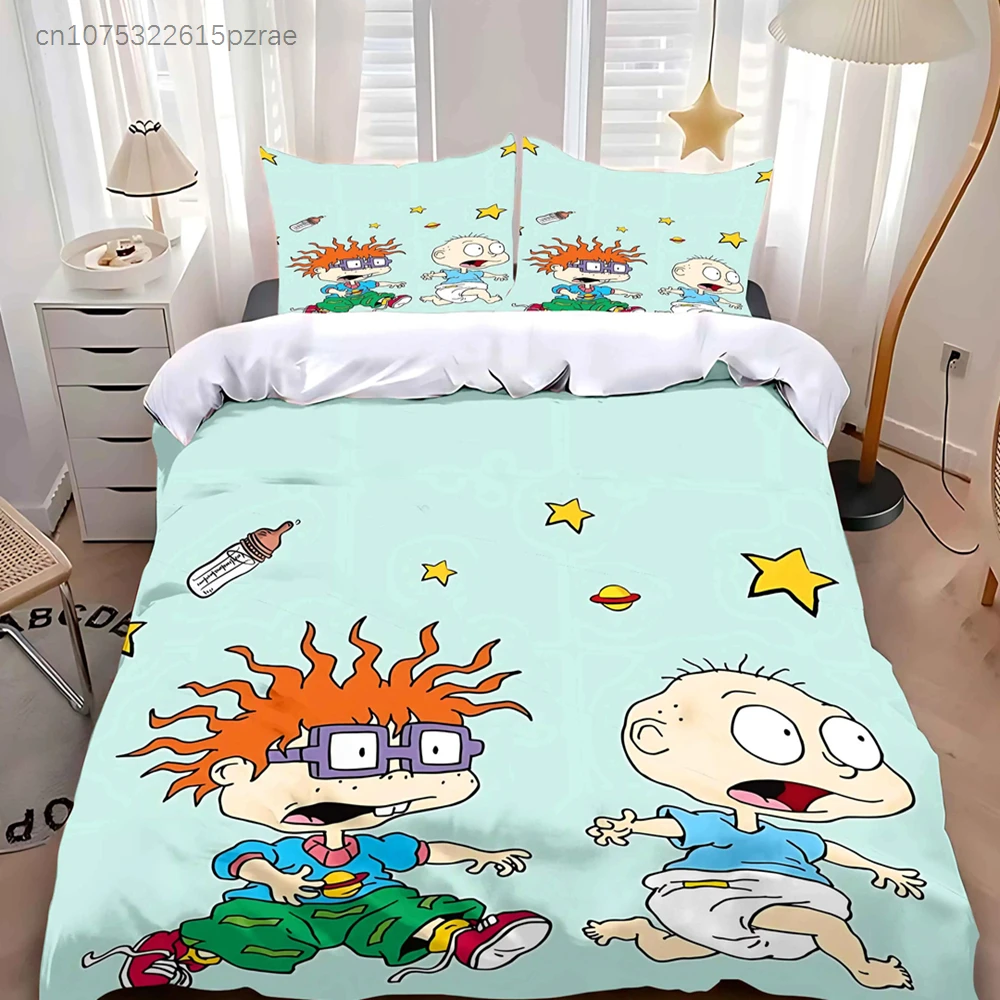 Duvet Cover Pillowcase Bedding Set Adult Boy Girl Bedroom Decoration Children Gift Single Double Large Size Cartoon R-rugrats