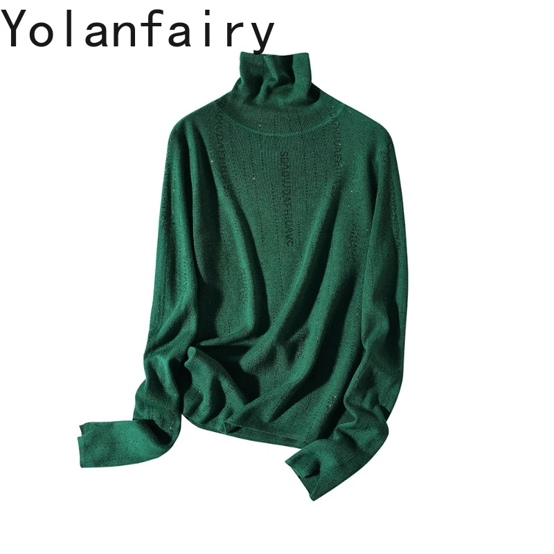 

YOLANFAIRY 32.6% Wool Sweater for Woman Autumn Winter Korean Fashion Basic Tops High-neck Pullover Slim Knitted Sweaters 2025