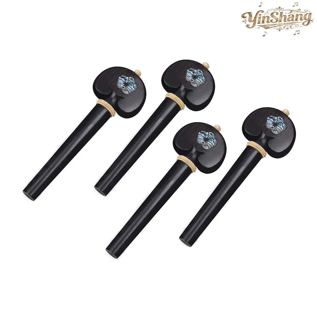 أوتاد ضبط التشيلو بالجملة، خشب الأبنوس مطعمة مع أوتاد ضبط خشب البقس، مهاوي مقبض قذيفة أذن البحر منحوتة يدويًا، بالجملة #4