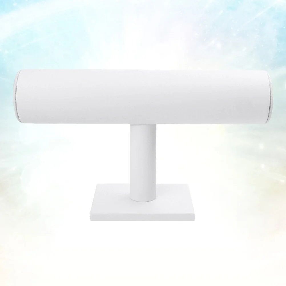 1 قطعة رف شاشة الأساور T شكل دائم حامل مجوهرات المنظم مستطيلة قاعدة الأبيض سوار رف شاشة