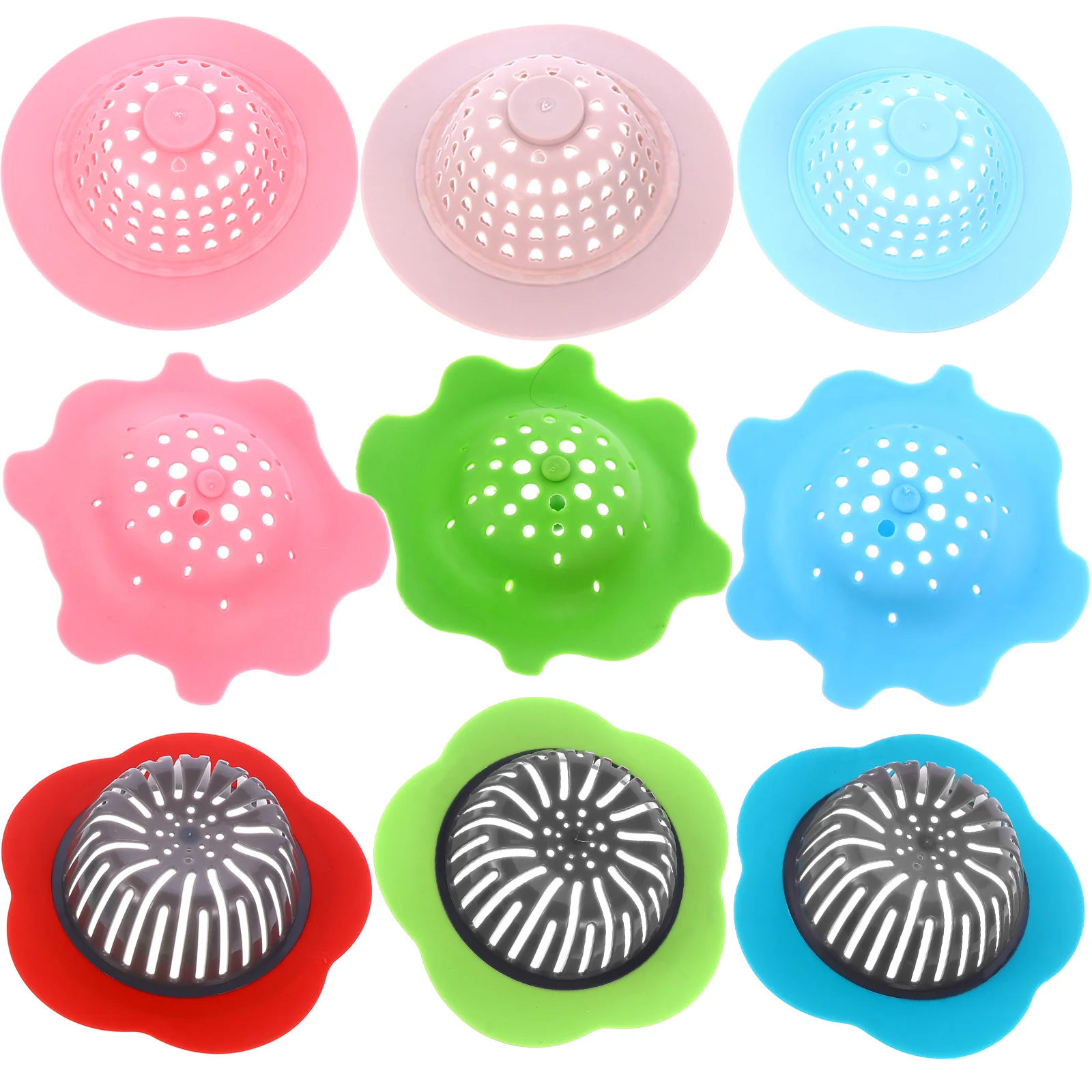 9pcs Silicone Plastic Kitchen Sink Filter Drain Strainer Home Use Anti-Clogging Water Draining Tool Kitchen Sink Filter