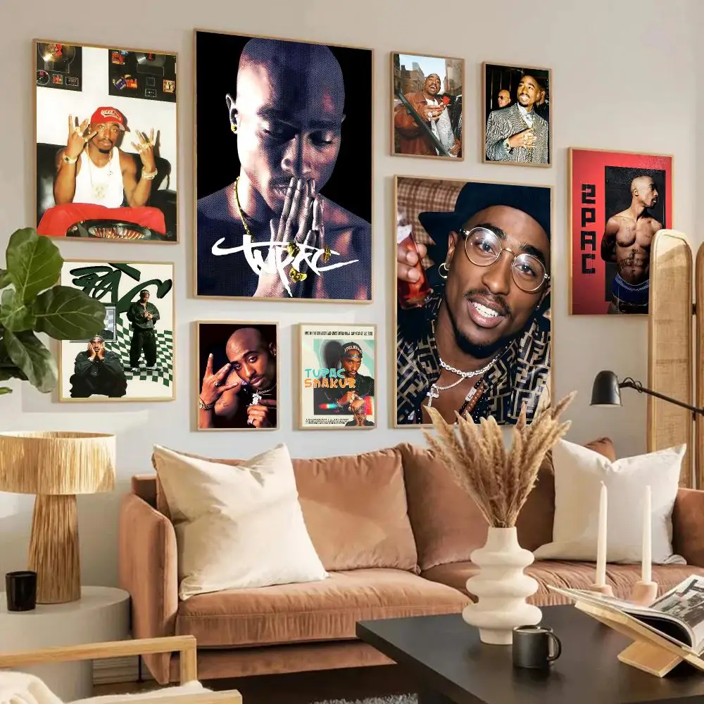 Tupac Amaru Shakur Poster Home Living Bed Room Bar Hallway Sticky Wall Art Printing Waterproof Aesthetic Decor