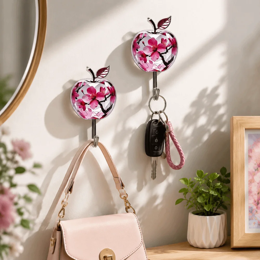 5 Pcs 2D Flat Self-Adhesive Hook Acrylic Cute Animal Sticky Coat Hook Hanging Storage Auxiliary Hook Wall Hanging