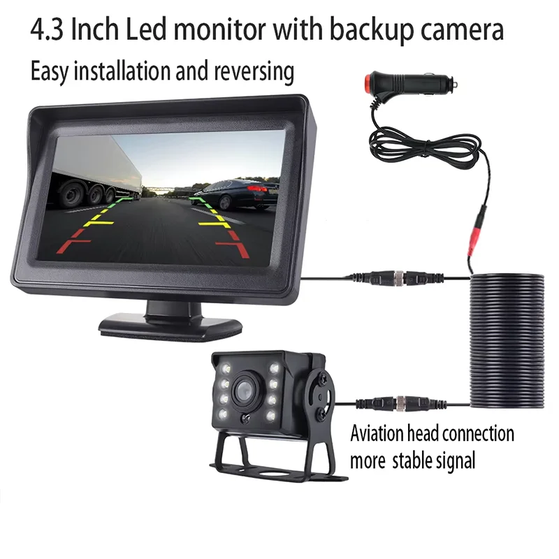 4.3 Inch Dash Cam Vehicle Car Truck Camera Monitoring Aviation Connector Trucks Motorhomes Buses Forklifts Cars Other Blind Area