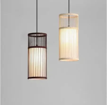 

Chinese LED Bamboo Pendant Lights Modern Art Wood For Hotel Dining Room Home Indoor Decor Wicker Hanging Lamp E27