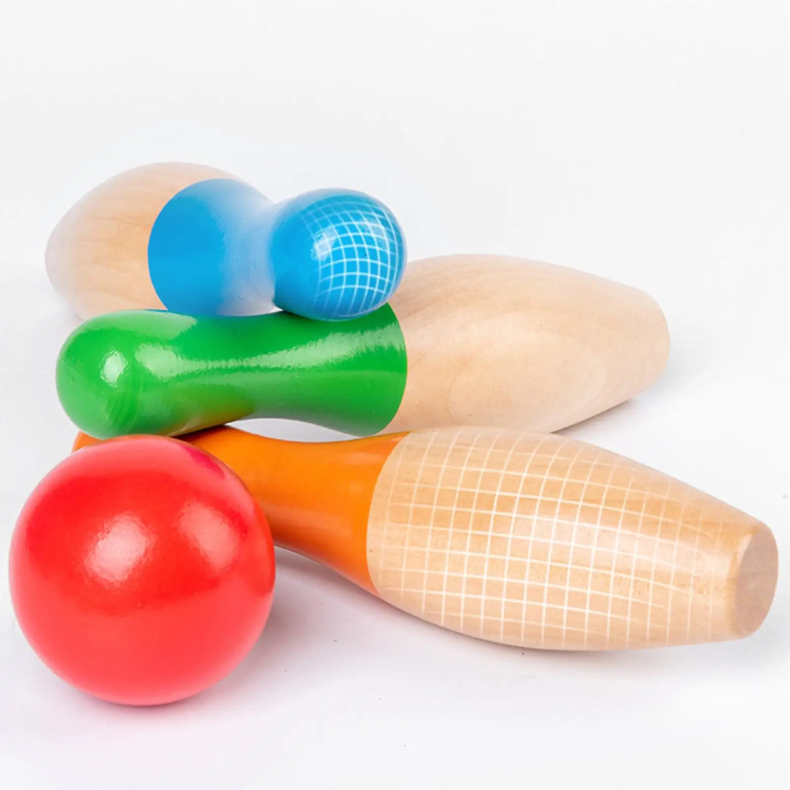 Juego de bolos de madera para patio trasero, juguetes de skittles, 10 bolas de madera, juego de bolos para niños, regalo de cumpleaños, juguete