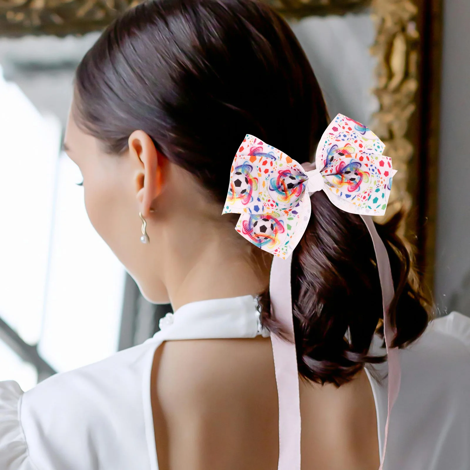 

2 Pcs Football Hairpin Styling Mini Bows for Ponytail Clips Girls Cute Accessories Child