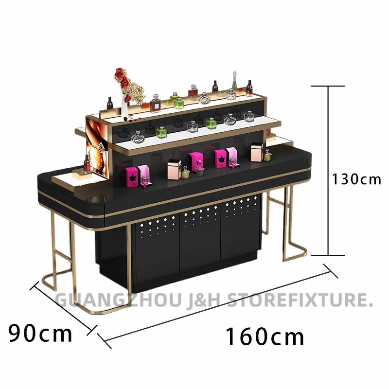 New Custom Design Cosmetic Retail Counter Makeup Shop Indoor Display Furniture Cosmetic Display Cabinet