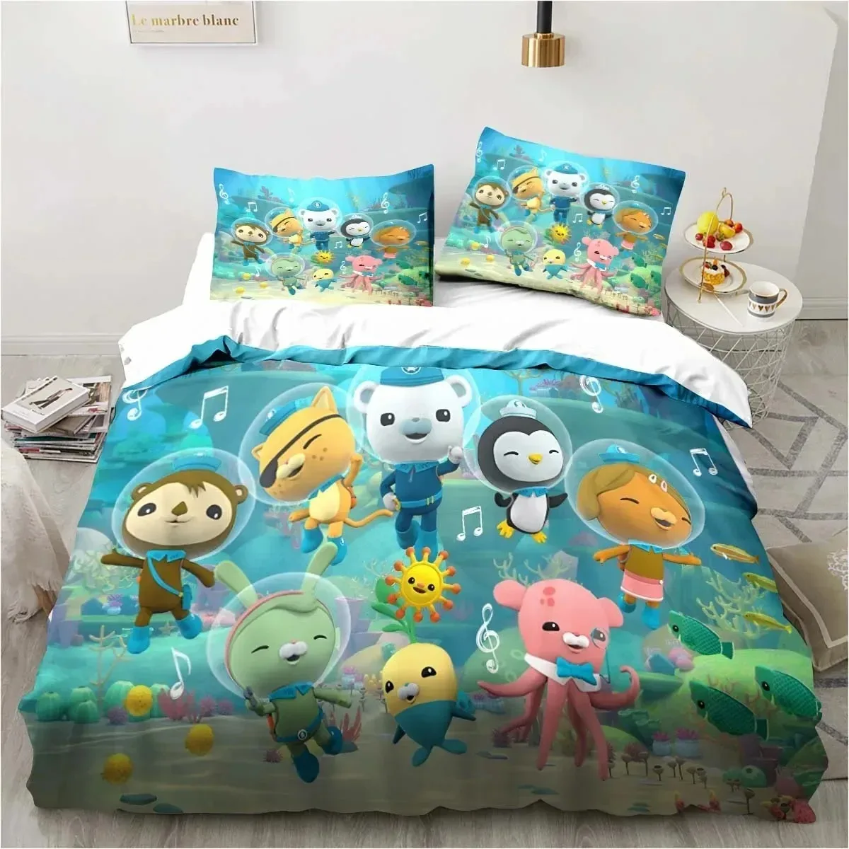 

New 3D Cartoon Octonauts Bedding Set Bedroom Single Double Bed King Size Quilt Cover And Pillowcase Kid's Birthday Gift