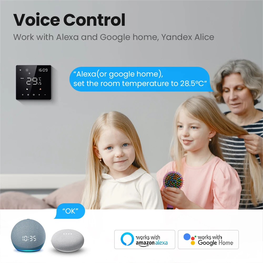 MIUCDA-Tuya WiFi Smart ThermoandreAndrea Remote Control, Chauffage électrique, Eau, Gaz, Bomicrophone, Température, Fonctionne avec Alexa,Google Home