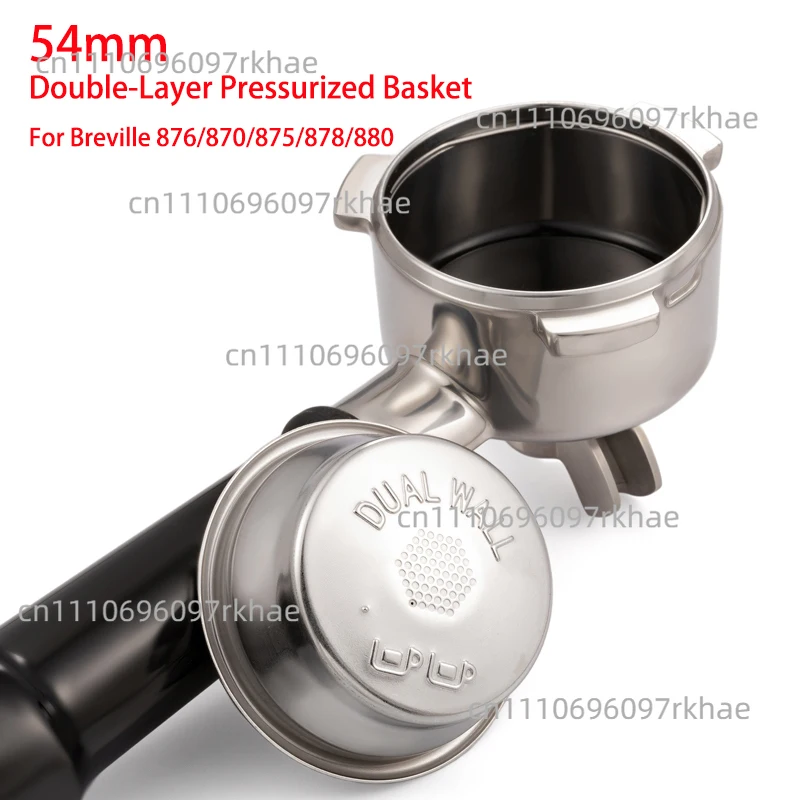 54mm 2 Cup Dual Wall Pressurized Filter Basket for Breville Sage BES870/875/876/880/878/500 bambino plus Coffee Machine