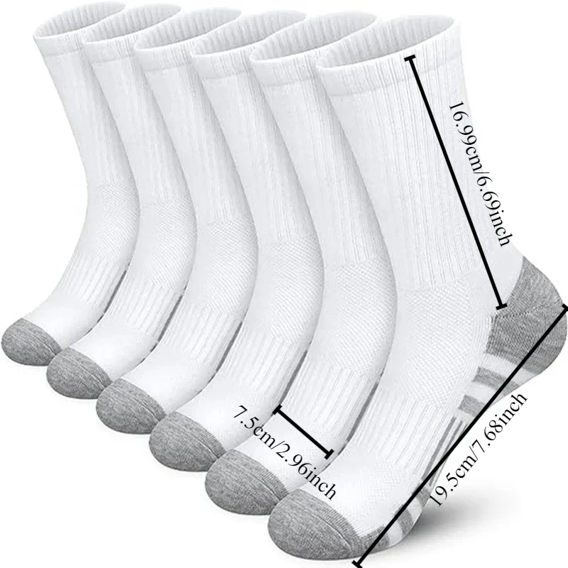 6 Pairs of New Style High-Quality Comfortable Soft Men\'s Outdoor Gym Socks Large Size Ground-Gripping Football Socks