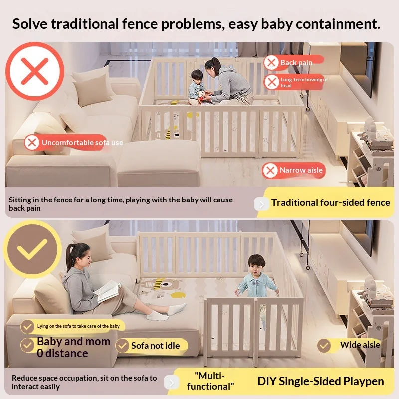 Baby Playpen Portable Foldable Expandable Baby Playpen Gate Safety Barrier Easy Install Indoor Outdoor Non Slip Pressure Mount - view 5