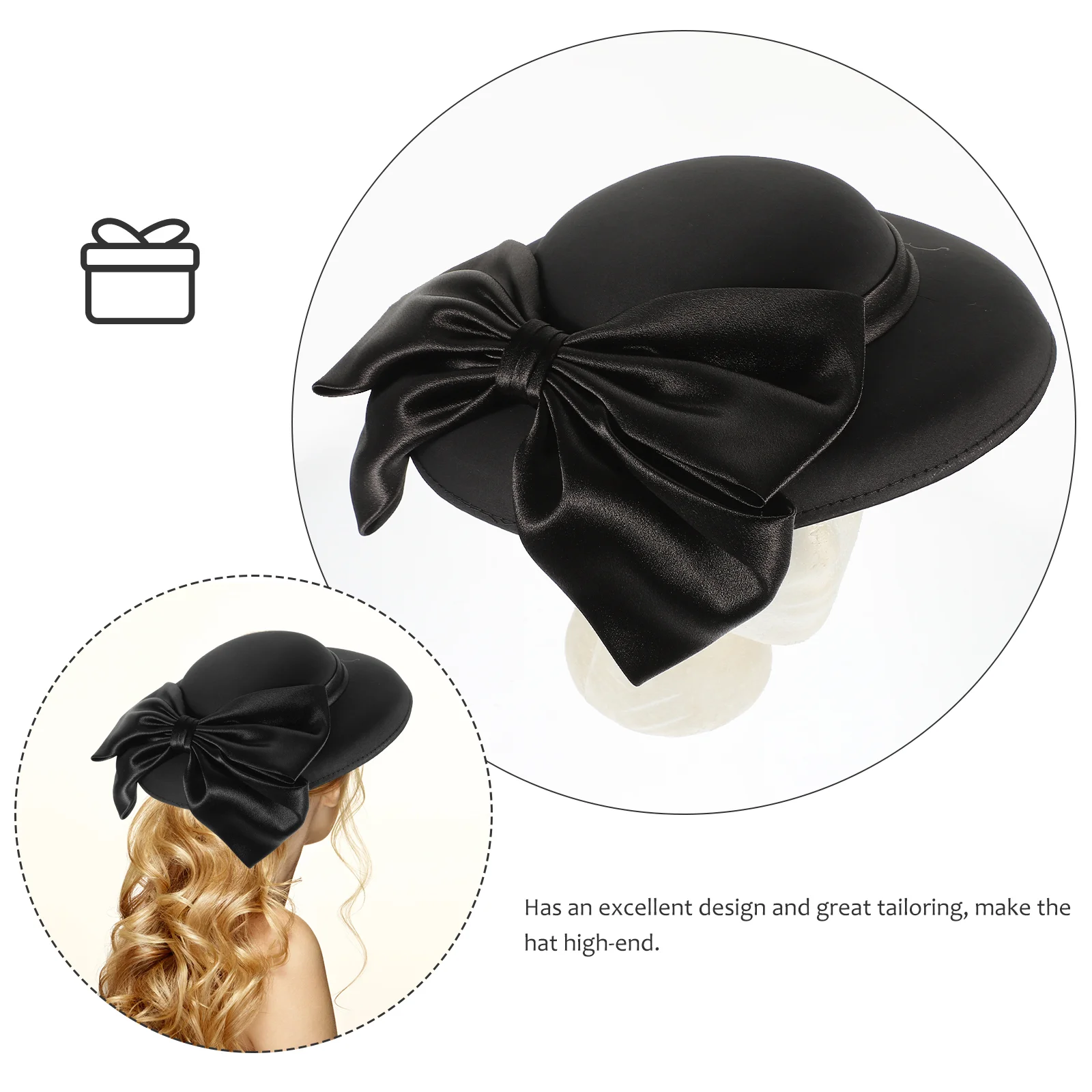 Cappello a cilindro retrò Abito da festa Fascinator Chiesa Berretto da sposa Costume colorato Abiti bianchi per accessori per capelli da donna Secchio Grace