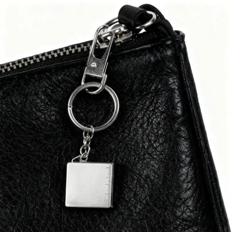 A52E Fashionable Keychain Accessory with 80cm Steel Ruler Alloy Crafted Portable Measuring Tool for Outdoor Safe Designs
