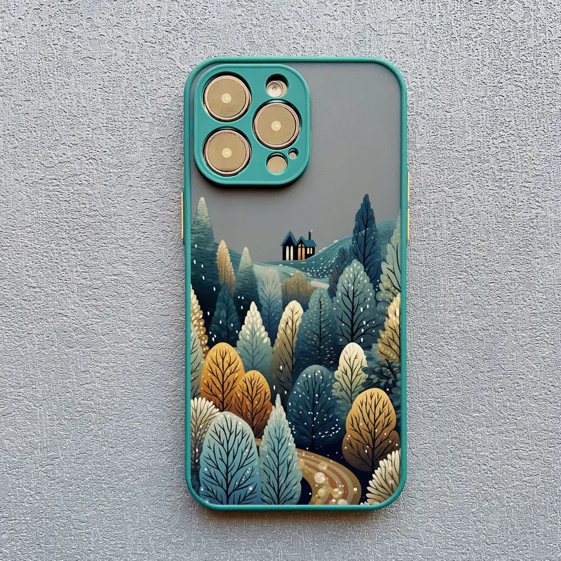 Nachtliche Schneeberg-Wald-Szenerie Handyhülle für iPhone 17 Pro Max 15 14 Pro Max Plus 16 13 12 Mini 11 Pro Max XR XS X Schutzhüllen – Detail 3
