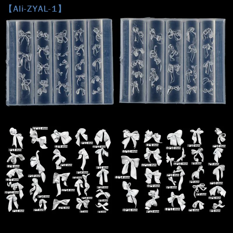 3D Long Ribbon Bow Silicone Nail Art Molds Multiple Style Bows UV Gel Polish Nail Carving Stencil Bow Tie DIY Manicure 【ZYAL-1】