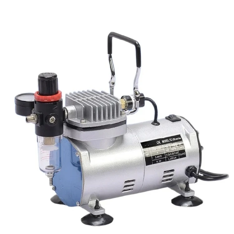 TC-20B ミニエアコンプレッサー、スプレー塗装や家具修理用の超静音オイルフリーポンプ