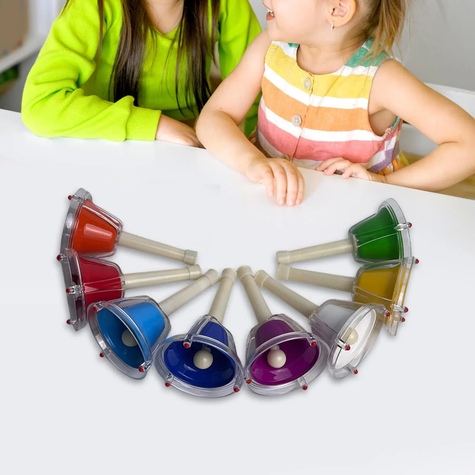 

8x Hand Percussion Bells Colorful Handbells Poortable Educational Play Music
