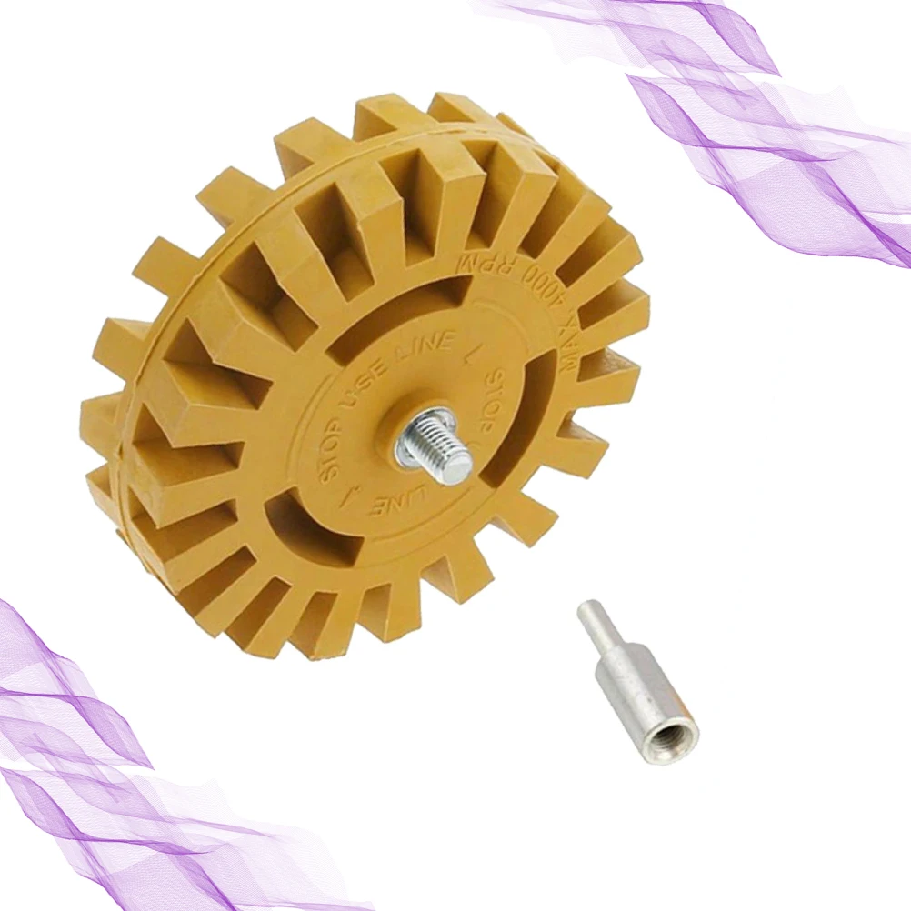 

1pc 20Mm 4 Inch Rubber Degumming Wheel Eraser Tool Remove Stickers Decals Adhesives Surface Safe 3500-4000Rpm Drill Mount Golden
