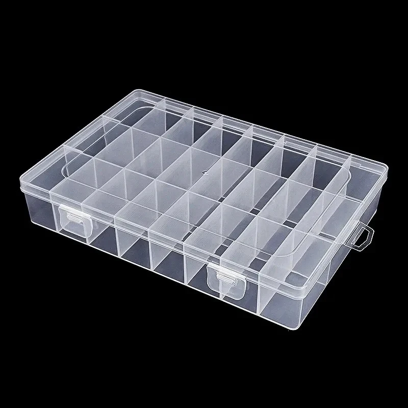 24-Grid Transparent Storage Boxes - Multi-Purpose Organizer for Hardware Buttons, Fishing Gear, Jewelry, Accessories & Stationer
