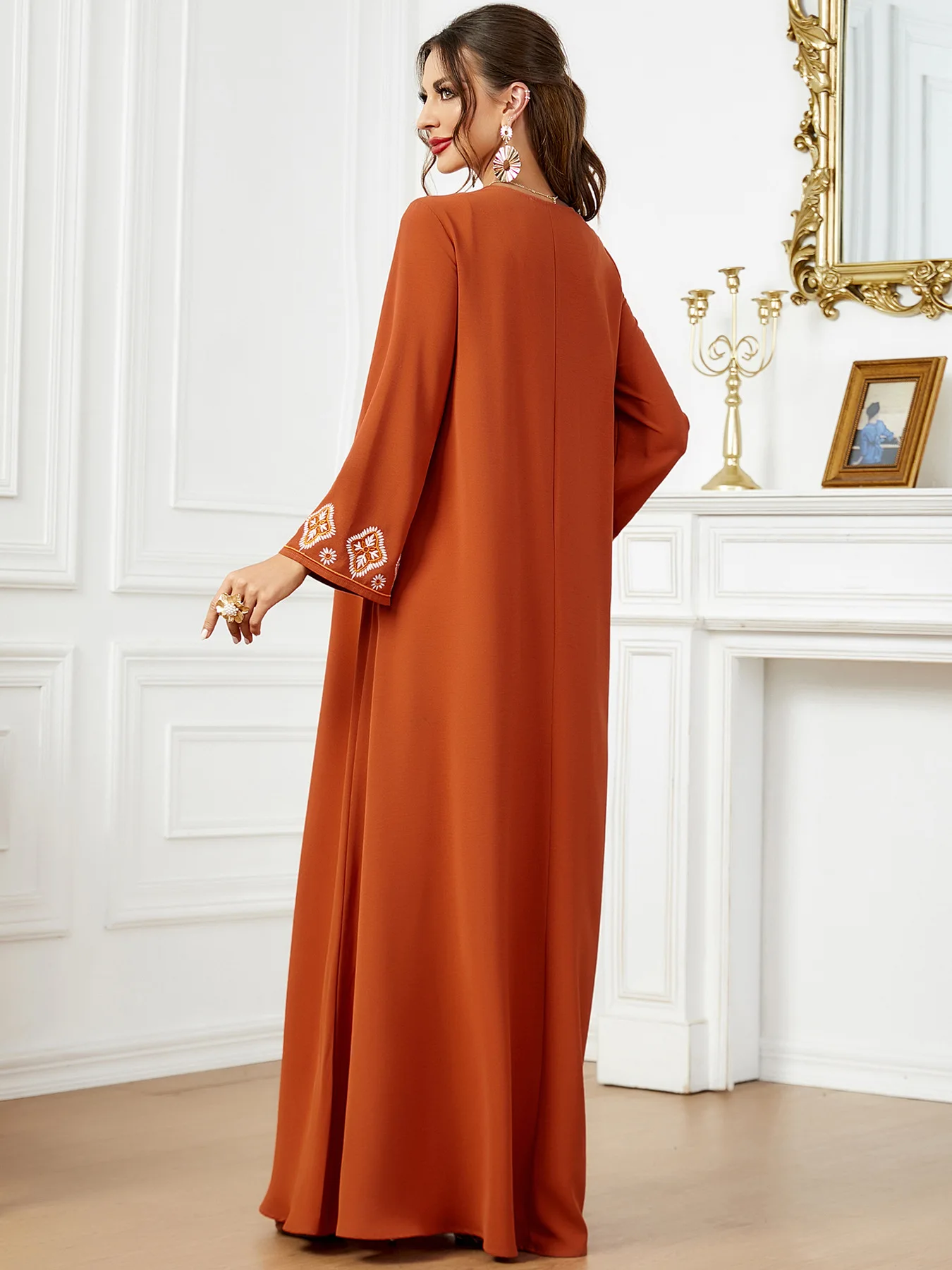 Vestido musulmán bordado elegante para mujer, Jalabiya, Abaya, Ramadán, vestido largo, Kimono, bata marroquí, caftán