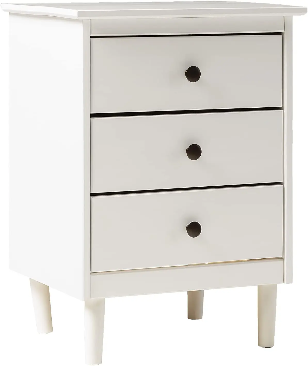 Wood 3 Drawer Nightstand Side Table Bedroom Storage Drawer and Shelf Bedside End Table, 18 Inch, White