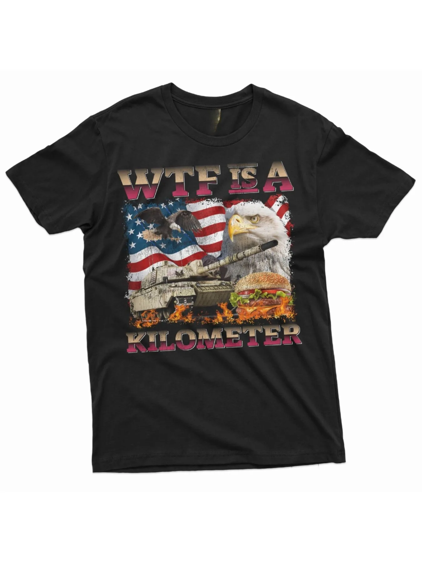 Camiseta patriótica WTF es un quilômetro para hombre, camiseta gráfica humorística del 4 de julio de EE. UU., ajuste Regular, algodón, lavable a máquina