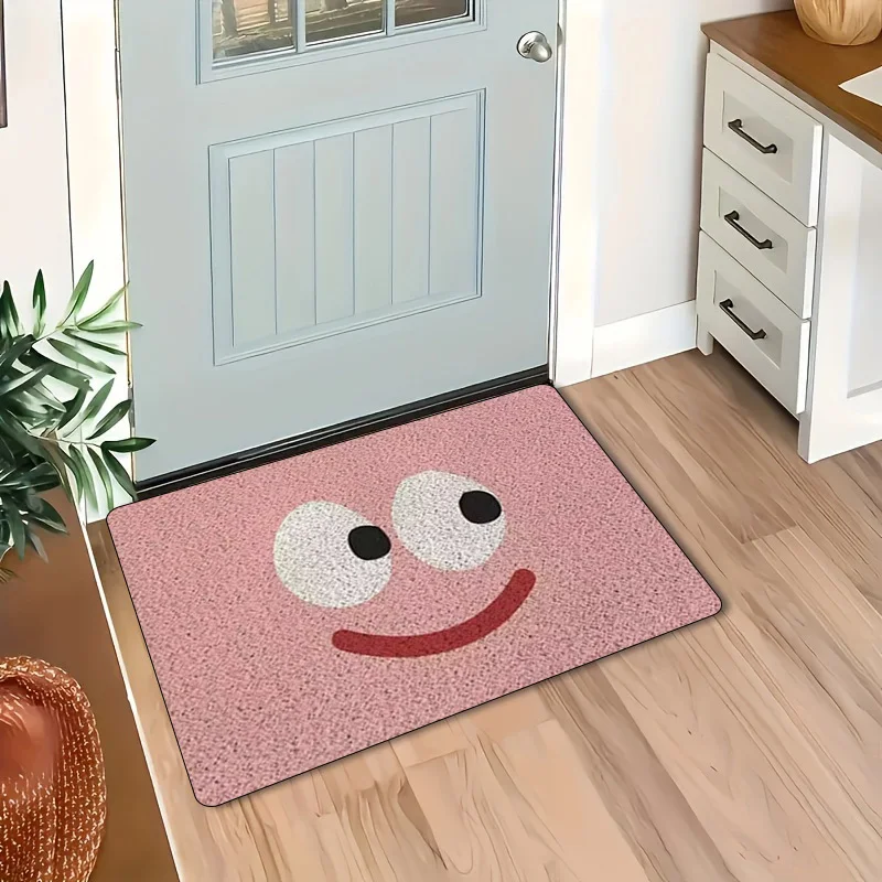 1pc Pink Smile Face Rug – Cute Cartoon Design, Soft & Playful Bath Mat for Kids & Home Decor