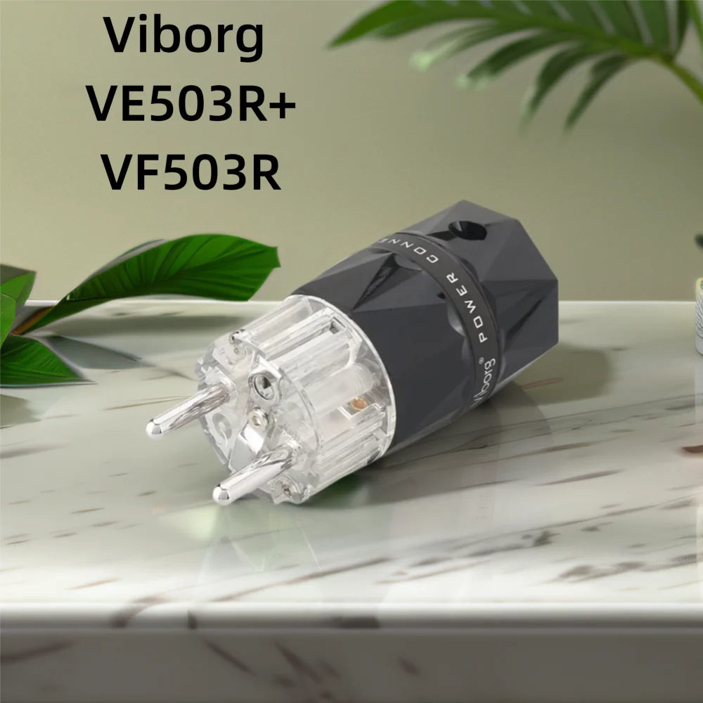 EU Hifi Audio Power Cable Extenstion Adapter Plug Viborg VE503R+VF503R 99.99% Pure Copper Transparent Rhodium Plated Schuko