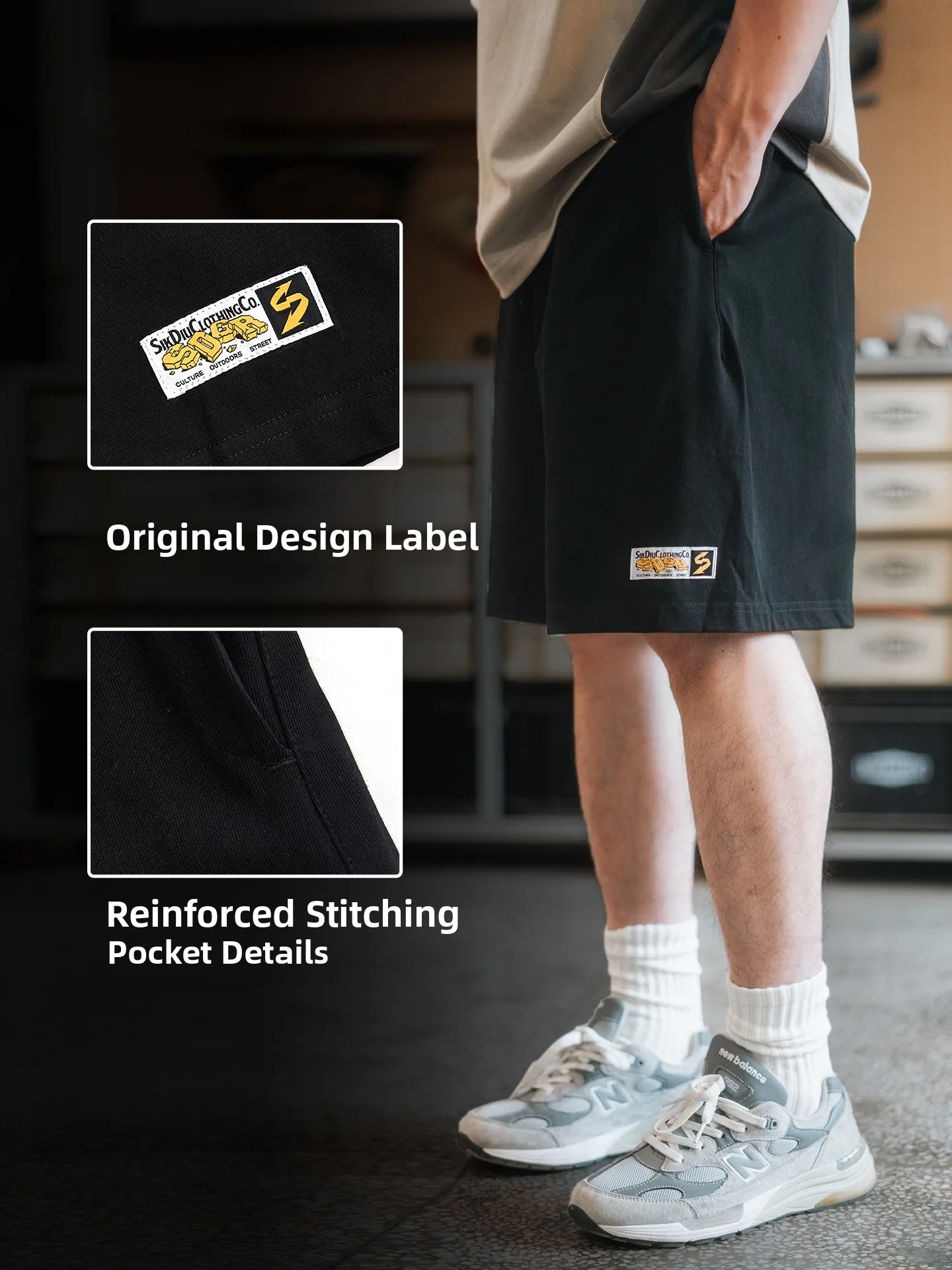 Loose Casual Shorts Commute Sports Summer Short Pants Elastic Waist Cotton Straight Leg Basic Color City Walk Leisure Shorts